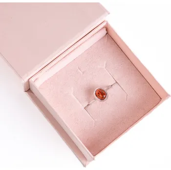 Prsten 7 Angelic Eyes Stříbrný dámský prsten z oválného jantaru Velikost: 54