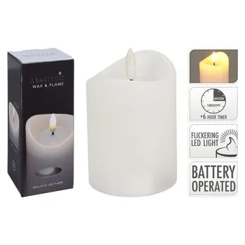 LED svíčka 15x7 cm, bílá s časovačem