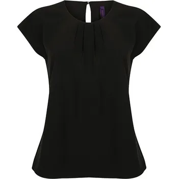 Dámská halenka Henbury Dámská halenka s krátkým rukávem s plisováním Barva: black, Velikost: S G_W597