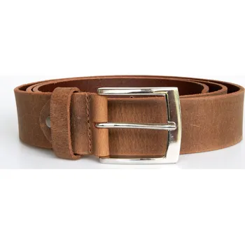 Opasek Hnědý kožený opasek ze silné matné pevné kůže, šířka 38 mm, délka 130 cm