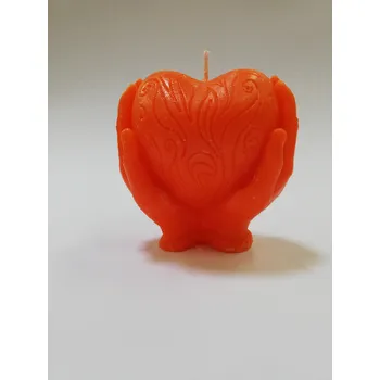 Svíčka Svíčka vonná z parafínového vosku - srdce v dlaních oranžové - Pomeranč