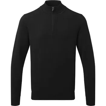Pánský svetr Asquith & Fox Pánský svetr se 1/4 zipem ze směsi bavlny Barva: black, Velikost: XL G_AQ048