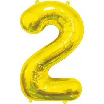 Balónek Fóliový balónek B&C ČÍSLICE 2 Zlatý 85 cm GODAN