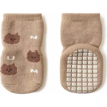 Teplé protiskluzové ponožky - SVĚTLE HNĚDÉ - (12-36m)M (Značka: NEMO BABY)