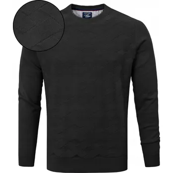 Pánský svetr Elegantní pánský SVETR Klasický ČERNÝ Bavlněný XXL Pako Jeans