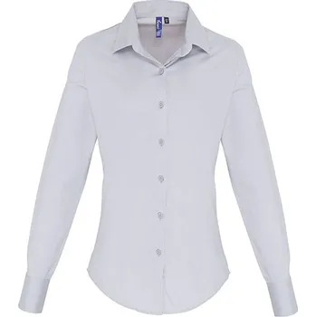Dámská košile Premier Workwear Dámská bavlněná popelínová košile Stretch Fit s dlouhým rukávem Barva: Silver (ca. Pantone 428C), Velikost: L G_PW344