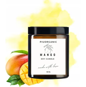 Svíčka VOŇAVÁ SOJOVÁ SVÍČKA MANGO KRÁSNÁ ŠŤAVNATÁ OVOCNÁ VŮNĚ PIUORGANIC