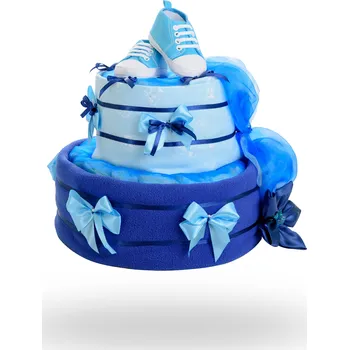 Přebalování Plenkovky.cz Dvoupatrový plenkový dort pro chlapce – tmavě modrý