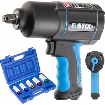 Pneumatický rázový utahovák 1700 Nm STIX STT-17 se sadou nástrčných klíčů 15 17 19 21 22 mm