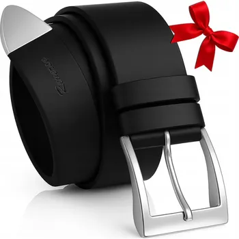 Opasek Pásek pánský kožený ŠIROKÝ Reverse pásek ke kalhotám KRABIČKA Černý 115 cm