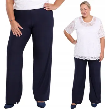 Dámské kalhoty Dámské elegantní kalhoty rovného střihu dlouhé modré velikost 54