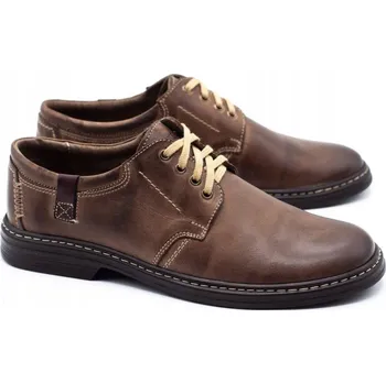 Pánské polobotky Pánské kožené klasické boty JOKER šněrovací polobotky 415 hnědé velikost 46
