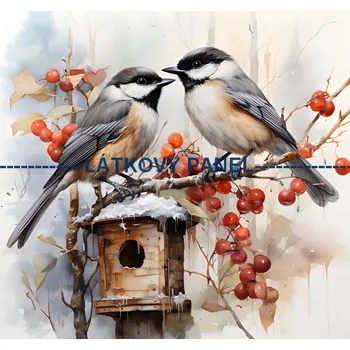 Látkový panel - Sýkorky - PT-43 Velikost: 20x20cm, Materiál: Kočárkovina