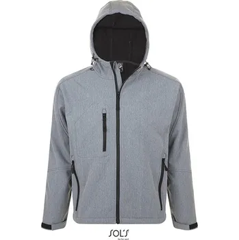 Pánská softshellová bunda SOL´S Pánská softshellová bunda Replay s kapucí Barva: Grey Melange, Velikost: 3XL G_L848