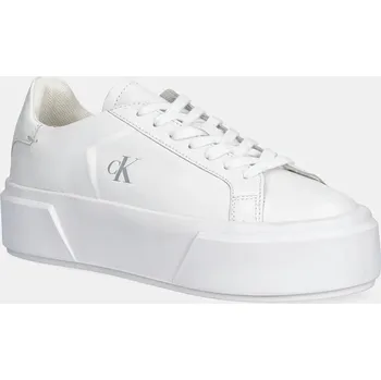 Pánská obuv Kožené tenisky Calvin Klein FLATFORM LACE UP LTH MG YW0YW01928 bílá 00X, EUR 36