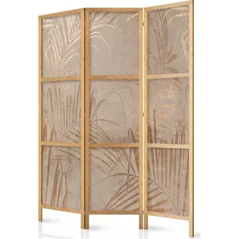Paraván Dřevěný paraván Fabulo 3-dílný - Zlaté palmy 172 x 135 cm | potisk na jedné straně paravánu