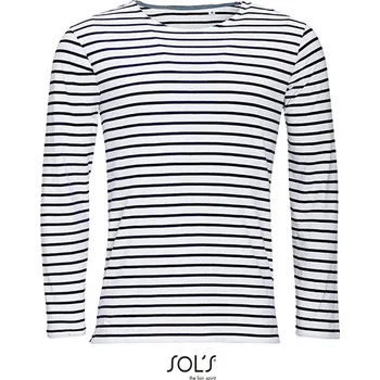 Pánská móda SOL´S Pánské pruhované tričko Marine s dlouhým rukávem Barva: white, Velikost: M G_L01402