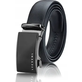 Opasek Kožený opasek Pánský automat Černý STEVENS Spona Kalhoty Oblek 105 cm