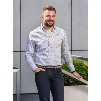 Pánská košile FERATT Pánská košile BUDDY SLIM bílá vzor Velikost: XXL