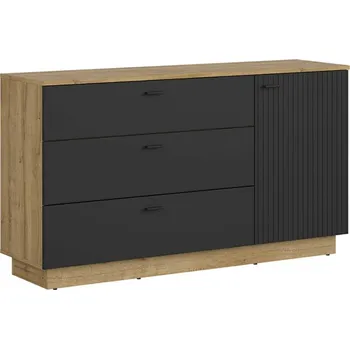 Komoda ZENDA komoda KOM1D3S, dub waterford/černá 150x85x42 (SxVxH)