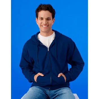 Pánská mikina Gildan Softstyle® středně těžká fleecová mikina pro dospělé s kapucí na zip Barva: Modrá, Velikost: L G_GSF600