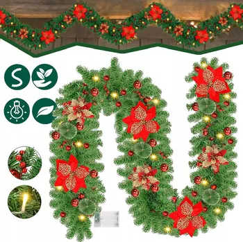 Vánoční dekorace VÁNOČNÍ OZDOBY VE TVARU GIRLANDY, VÁNOČNÍ VĚNEC S LED SVĚTÝLKY