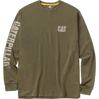 Pánské tričko Caterpillar Trademark Banner pánské zelené triko dlouhý rukáv M