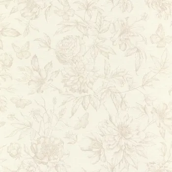 Tapeta RASCH | Vliesová tapeta na zeď Peonies 793932 | 0,53 x 10,05 m | krémová, šedá + Krémová, šedá vliesová tapeta na stěnu 793932 v rozměru 0,53 x 10,05 m