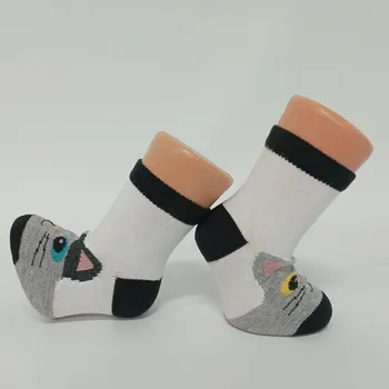 TREPON Bavlněné kojenecké a dětské ponožky kočička Micka, bílo černé Velikost: 13-15cm /19-22/