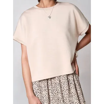 Dámská mikina Sinsay - Mikina s krátkými rukávy - béžová - 025FJ-08X - 025FJ-08X-XS