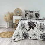 Francouzské ložní povlečení mikroflanel hnědá kytka, 200 x 220 + 2ks 90 x 70, Zip