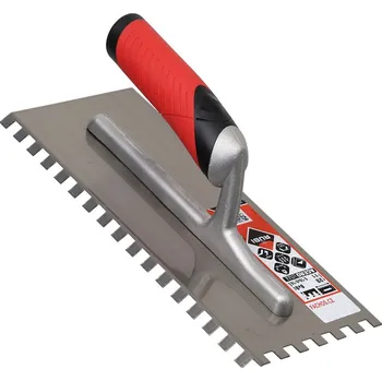 Zednické hladítko Rubisquare - hladítko s hranatým zubem pod úhlem 45°, 28x11cm Rozměr zubu: 12x12mm