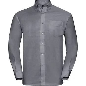 Pánská košile Russell Collection Pánská košile Oxford L/S Easy Care Barva: Silver, Velikost: 4XL (49/50) G_Z932