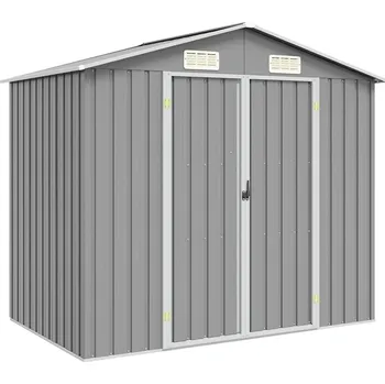 Zahradní domek vidaXL Zahradní přístřešek 205 x 129 x 183 cm pozinkovaná ocel [46298] Barva: Šedá