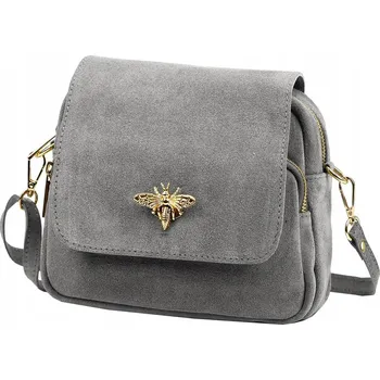 Vera Pelle kabelka, kožená kabelka přes rameno z pravé kůže, šedá