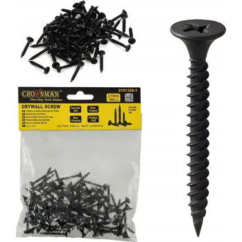 Vrták Wkręty Do Drewna Płyt GK Czarne 3.5x50mm PH2 Fosfátované pro sádrokarton, 100ks