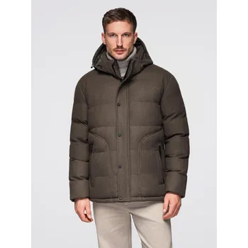 Pánská casual bunda Ombre Men's lightweight jacket with hood and mesh lining - olive Ombre hnědá 3103885