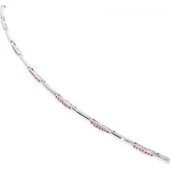 Náramek Zlatnictví Helios Náramek z bílého zlata s Rubíny