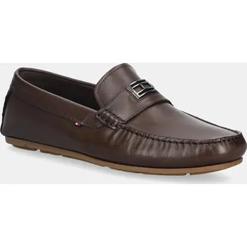Dámské mokasíny Kožené mokasíny Tommy Hilfiger HARDWARE DRIVER SHOE pánské, hnědá barva, FM0FM05838 89X, EUR 40