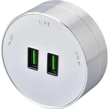 Elektrická zásuvka Viking zásuvkový modul A50, 2x USB-A, stříbrná