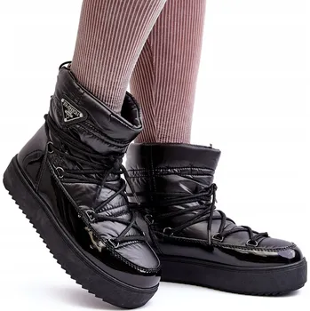 Dámská zimní obuv Dámské sněhule na silné podrážce, zateplené kožíškem, černé, velikost 36