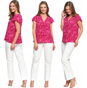 Dámská halenka Dámská halenka s krátkým motýlkovým rukávem, viskóza, výstřih do V MORAJ XXL