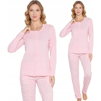 Dámské noční prádlo DÁMSKÉ PYŽAMO BAVLNA DLOUHÝ RUKÁV ROZEPÍNACÍ POHODLNÉ DO NEMOCNICE MÓDNÍ XL