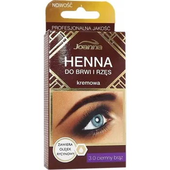 Barva na řasy a obočí JOANNA Krémová henna na obočí a řasy s ricinovým olejem tmavě hnědá 15 ml