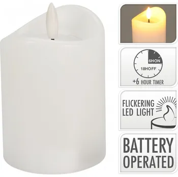 LED svíčka 12,5x7 cm, bílá s časovačem