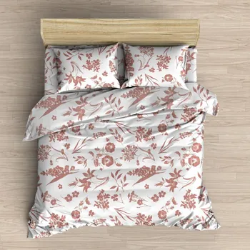 Povlečení Podpěrová s.r.o. Flanelové povlečení FLORA terakota světlá 140x220, 70x90 cm