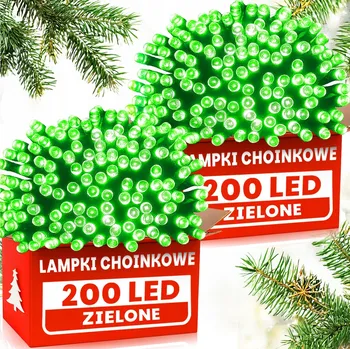 Vánoční dekorace 2 X VÁNOČNÍ OSVĚTLENÍ NA STROMEČEK 200 LED ZELENÉ SVÁTEČNÍ IP44 VNITŘNÍ VENKOVNÍ