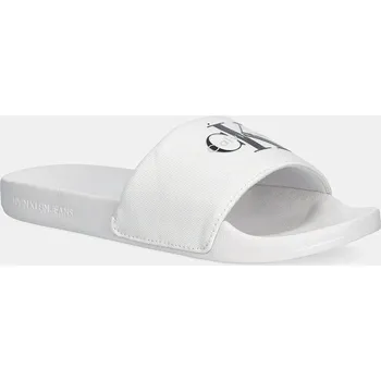 Pánské pantofle Pantofle Calvin Klein Jeans SLIDE MONOGRAM WN LOGO CK YW0YW01967 bílá 00X, EUR 40