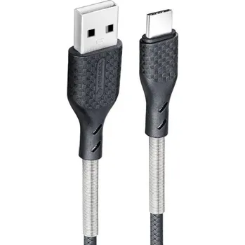 Datový kabel Forcell Carbon kabel, USB - USB-C 2.0, 2,4A, CB-02A, černý, 1 metr