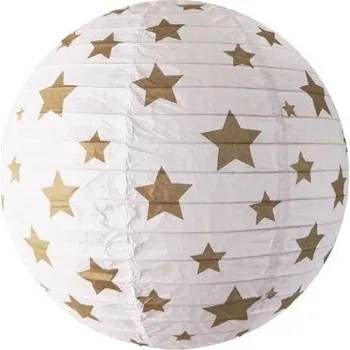 Party dekorace Lampion papírový Bílý s hvězdami 35 cm
